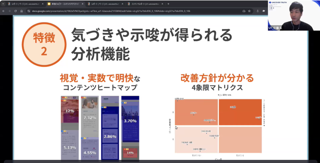 コンテンツアナリティクスの気づきや示唆が得られる分析機能